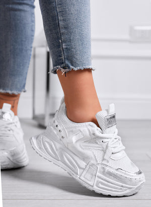 ELLIOT - Chunky White Sneakers with Silver Details