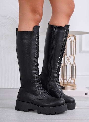 ERIN - Black combat boots with laces