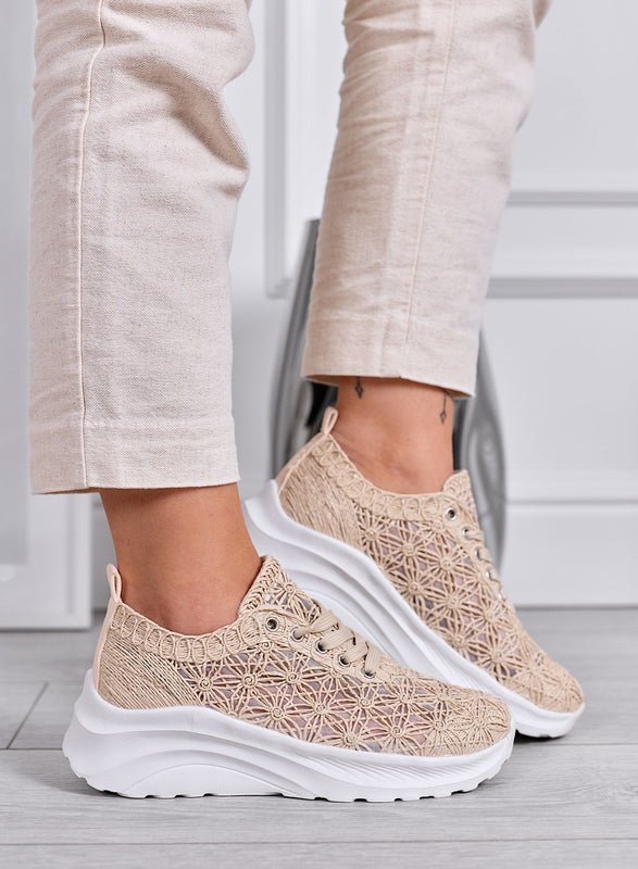 ESRA - Zapatillas beige perforadas con suela ligera y cómoda