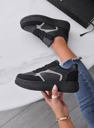 FRIDA - Black sneakers with silver inserts