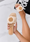 GISELLA - Sandali Ciabattine beige con Maxi Fiore Decorativo