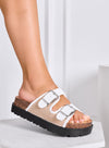 GOMEZ - Sandali Ciabatte platform beige e bianche con doppia fibbia