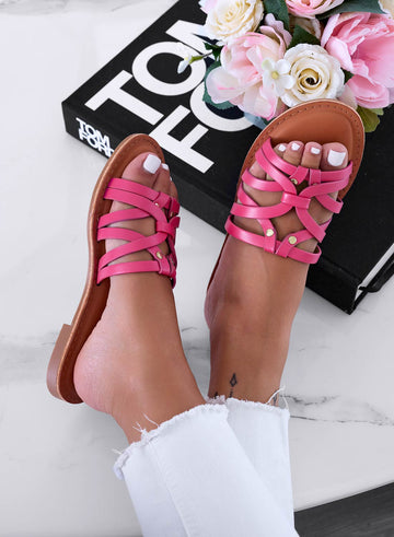 HAILY - Fuchsia flat slide sandals