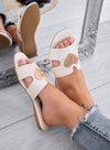 IGGY - Sandali beige a ciabatta con applicazione cuore oro