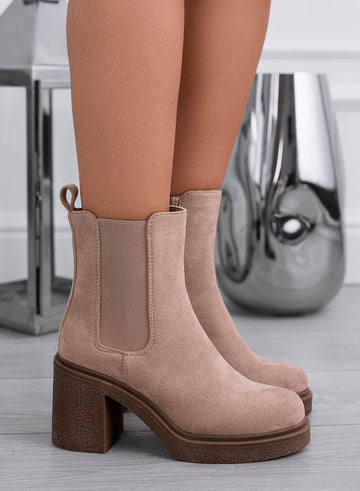 JACA - Mud suede ankle boots with side elastic