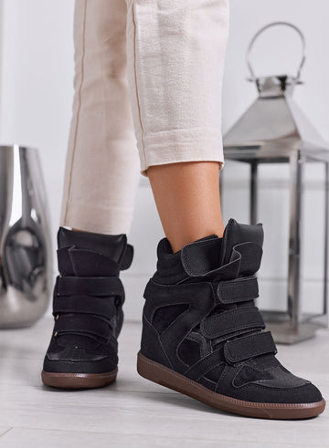 JANNY - Sneakers Alte Donna Nere con Zeppa Interna e Strappi