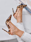 KIMM - Escarpins slingback à motif léopard avec clous dorés et talon haut