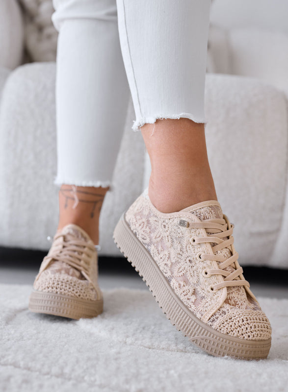 KISHA - Mud Sneakers in Lace with Transparent Effect