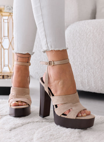 LARA - Sandali fango Platform con Tacco Alto e Cinturino