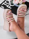 LAZZA - Sandali sabot con zeppa e fasce multicolor rosa