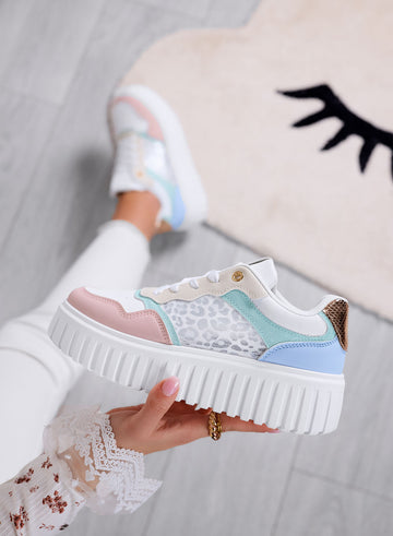 LEILA - Multicolor platform sneakers with patterned inserts