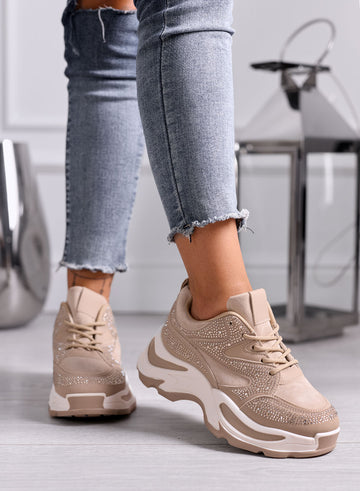 LOREEN - Mud sneakers with rhinestones and chunky sole