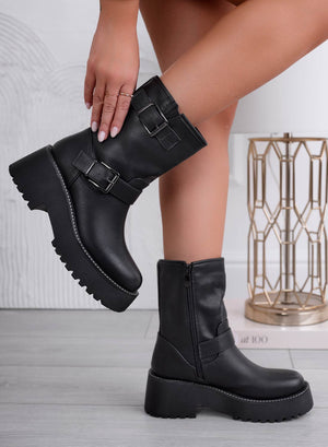 MABEL - Black ankle boots with buckles