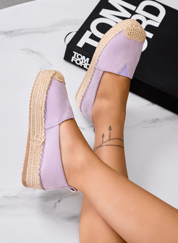 MAGDA - Espadrillas platform lilla con punta crochet e suola in corda