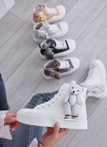 MARICA - White high-top sneakers with teddy plush