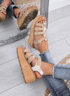 MATILDE - Sandali beige con zeppa platform effetto sughero