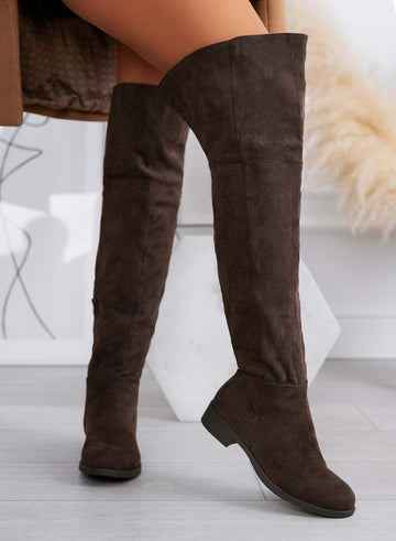 MERSIN - Brown suede over-the-knee boots