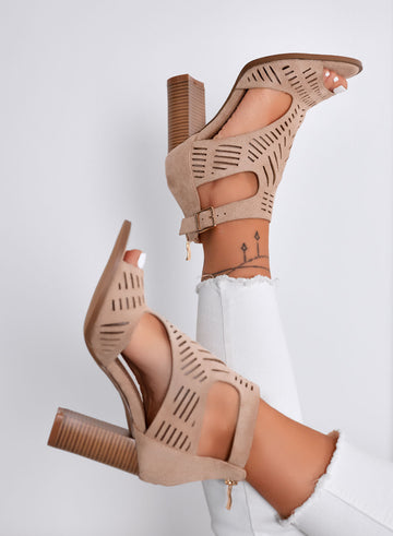MILLER - Perforated Mud Sandals with Wide Wood-Effect Heel