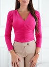 Fuchsia bodysuit with draping