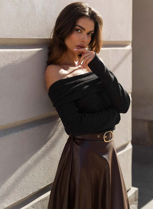 Black top with boat neckline