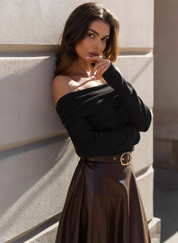 Black top with boat neckline