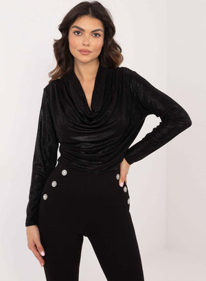 Black metallic top with soft neckline