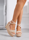 NAOMI - Sandali beige con Zeppa e cinturino