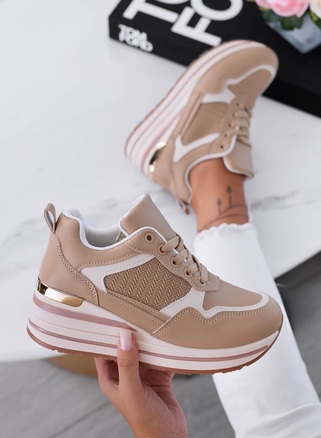 NEVIA - Mud sneakers with wedge