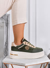 PILAR - Sneakers verdi con dettagli oro e suola platform