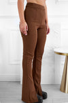 Pantalon marron à côtes avec fente