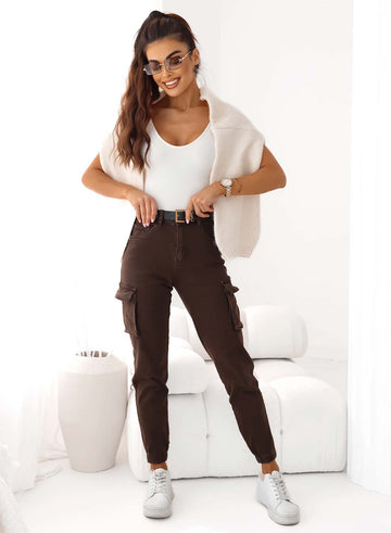 Brown cargo pants with side pockets