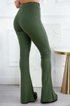 Pantalon vert côtelé avec fente