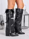 RACHELE - Stivali alti neri con zip e fibbia in stile biker