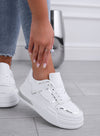 ROBBIE - Baskets blanches avec lacets et bords argentés