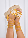 ROBIN - Sandali Espadrillas gialle con zeppa e intreccio macramè