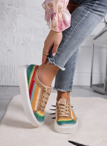 SABRY - Mud sneakers embroidered with multicolor inserts