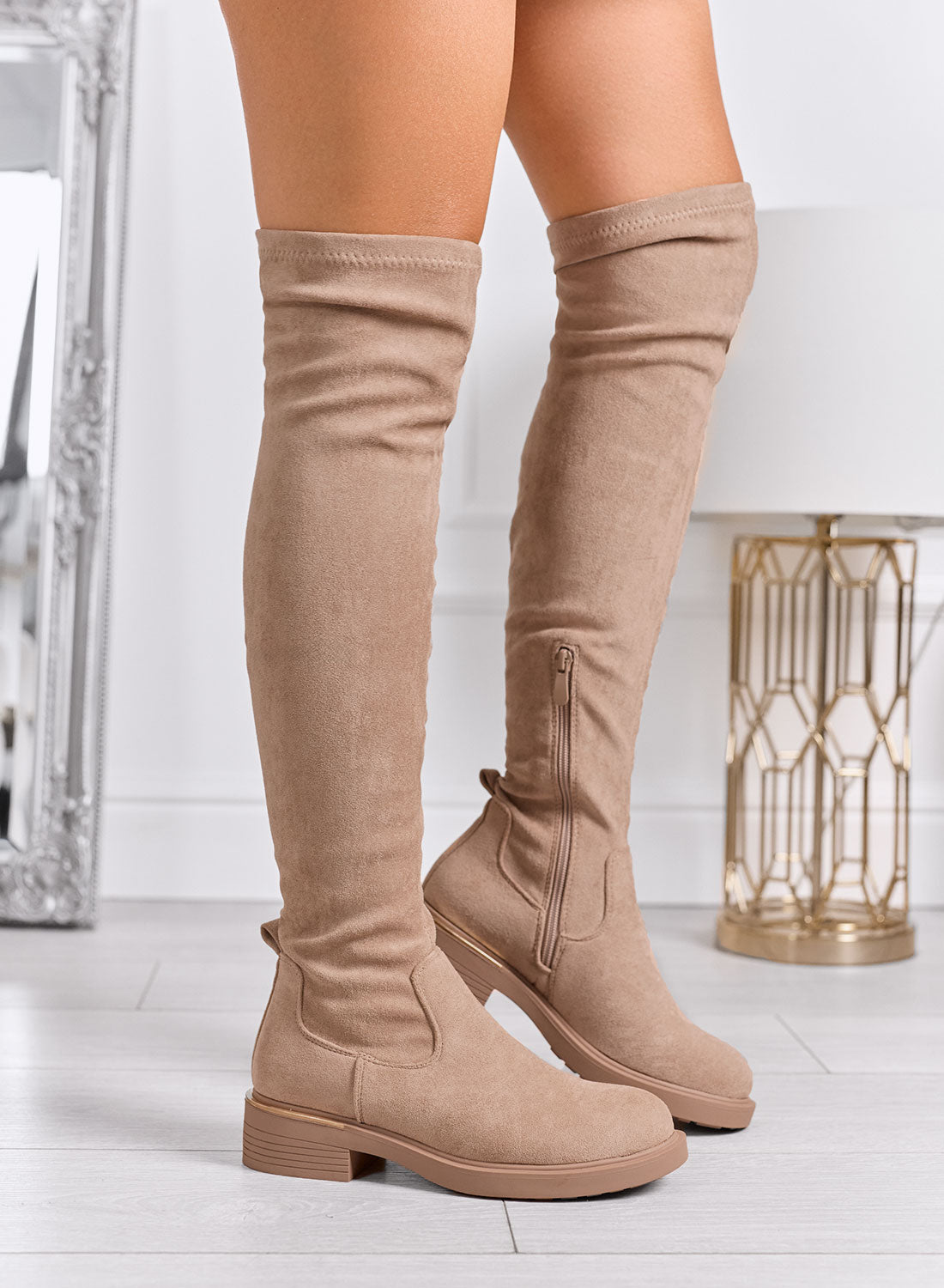 SANDY - High mud thigh boots in stretch fabric
