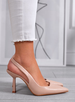 SELINA - Beige slingback pumps with 9.5 cm heel