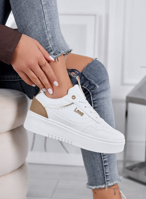 SHINE - White sneakers with gold details and "Love" lettering