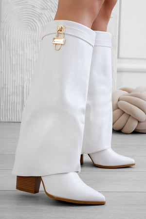 STEEK - White boots with comfortable heel