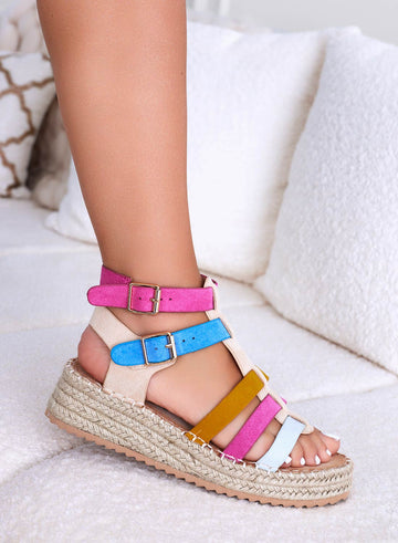 STEFANIA - Multicolor banded espadrille sandals