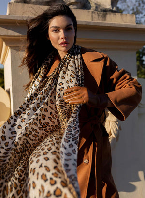 Leopard print patterned scarf