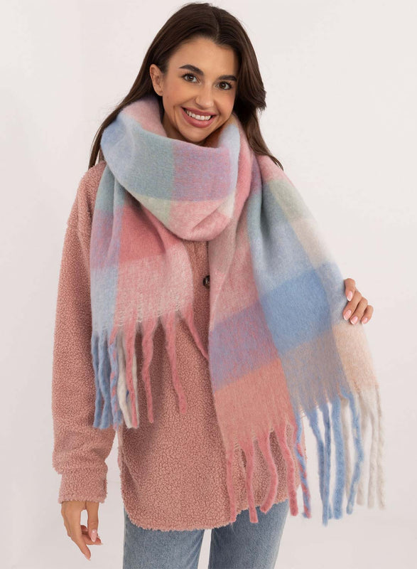 Sciarpa oversize con tonalità rosa azzurro