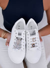 TANIA - Baskets blanches avec ourson bijou argenté