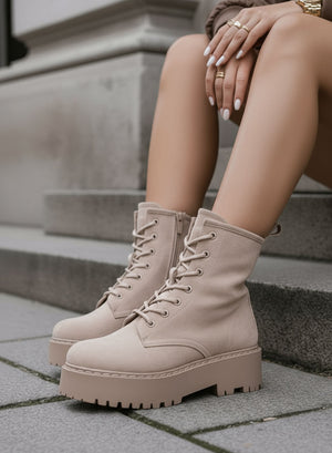 TESSA - Mud suede combat ankle boots Alexoo