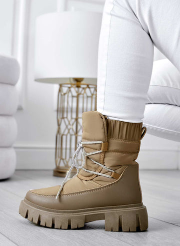 TINA - Mud ankle boots with rhinestone laces and padded lining