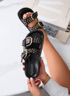 TRESY - Sandali Platform neri con Borchie e Fibbie Oro