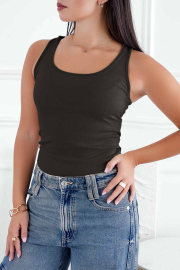 Black ribbed top