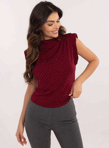 Bordeaux sleeveless top with glitter