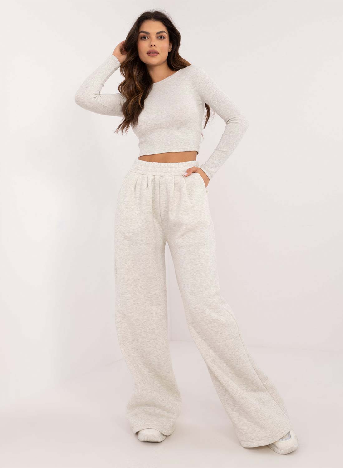 Gray two-piece fleece tracksuit